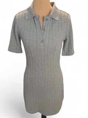 Gray Polo Cable Dress in XS